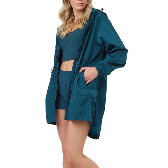 tentree Jackets & Blazers - NWT TENTREE teal blue women's recycled nylon long jacket in reflecting pond M